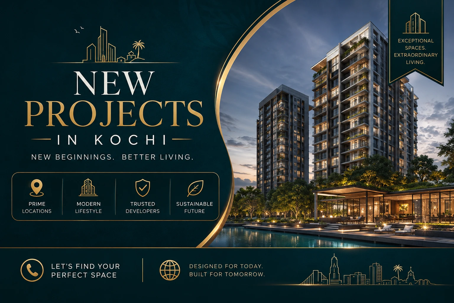 Kochi residential area with premium apartments and green surroundings near Kakkanad